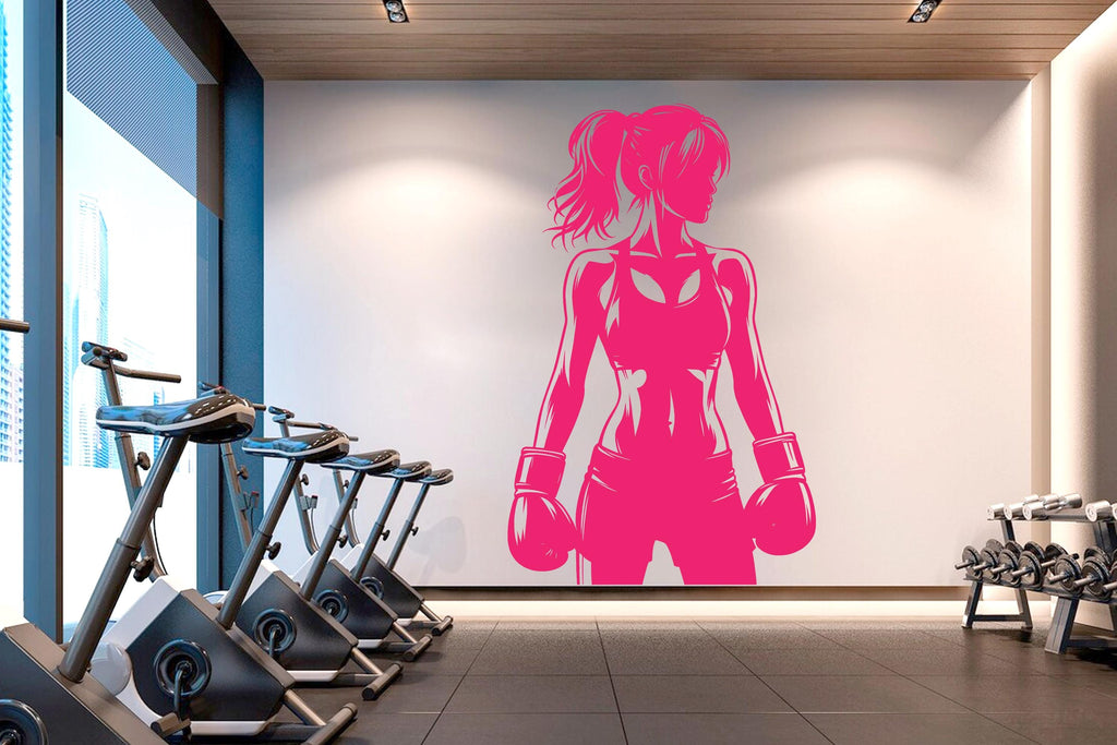 Boxing Girl Gym Wall Decal Afro Girl Power fitness Quote Decor Workout Art Vinyl Gym Wall Stickers Bedroom Gym Workout Girl Crossfit 644RS