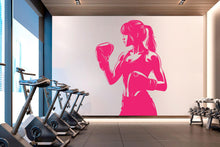 Load image into Gallery viewer, Boxing Girl Gym Wall Decal Girl Power fitness Quote Decor Workout Art Vinyl Gym Wall Stickers Bedroom Gym Workout Girl Crossfit 645RS