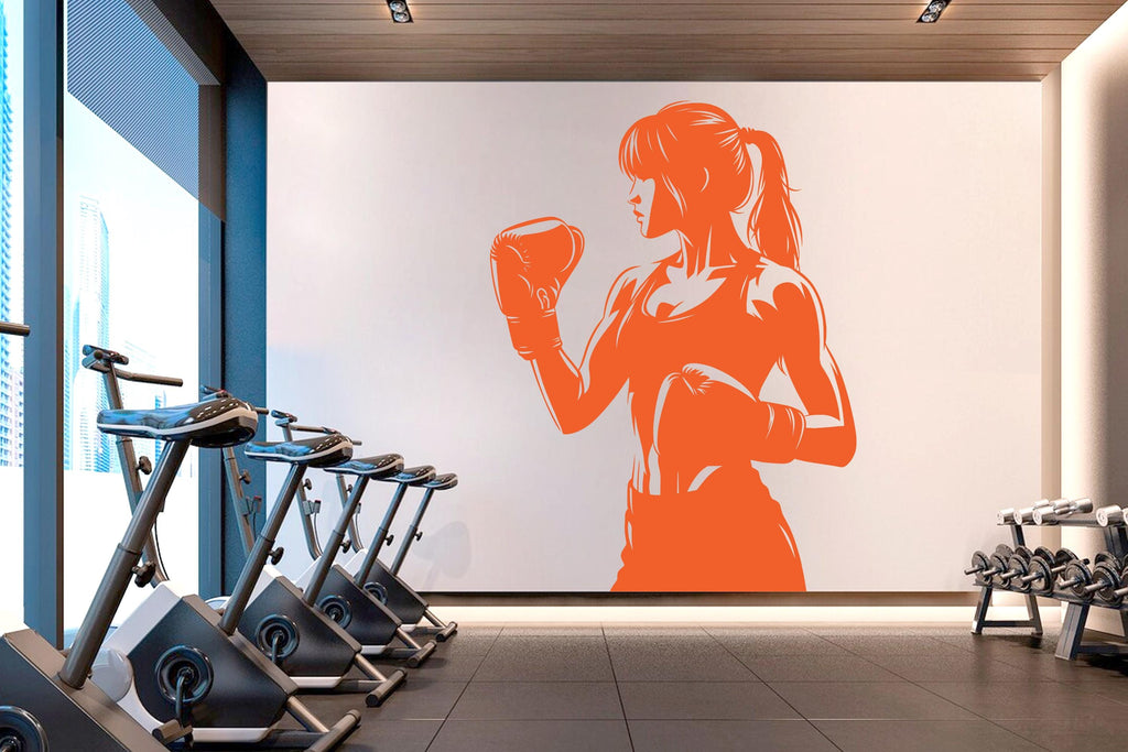 Boxing Girl Gym Wall Decal Girl Power fitness Quote Decor Workout Art Vinyl Gym Wall Stickers Bedroom Gym Workout Girl Crossfit 645RS