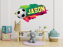 Load image into Gallery viewer, Soccer wall decor, Football Wall Decal Sport Vinyl, Football stickers, Boys Passion, Goal Wall Art, Wall Stickers, Kids Room, Decor, 620LU