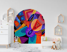 Load image into Gallery viewer, Vibrant Graffiti Colorful Wall Arch Decal – Modern Art Mural, Urban Street Art, Removable Wallpaper for Bed Decor, Headboard Decor 621LU