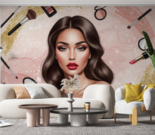 Load image into Gallery viewer, Beauty Salon wallpaper, Beautiful women wall mural, Eyelashes wallpaper, Office Decor, Business Wall Decal, Wall Art Office 650RS