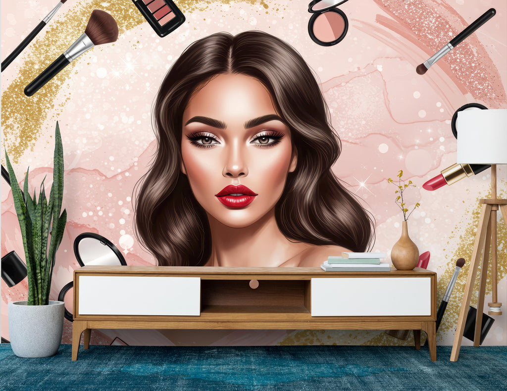 Beauty Salon wallpaper, Beautiful women wall mural, Eyelashes wallpaper, Office Decor, Business Wall Decal, Wall Art Office 650RS