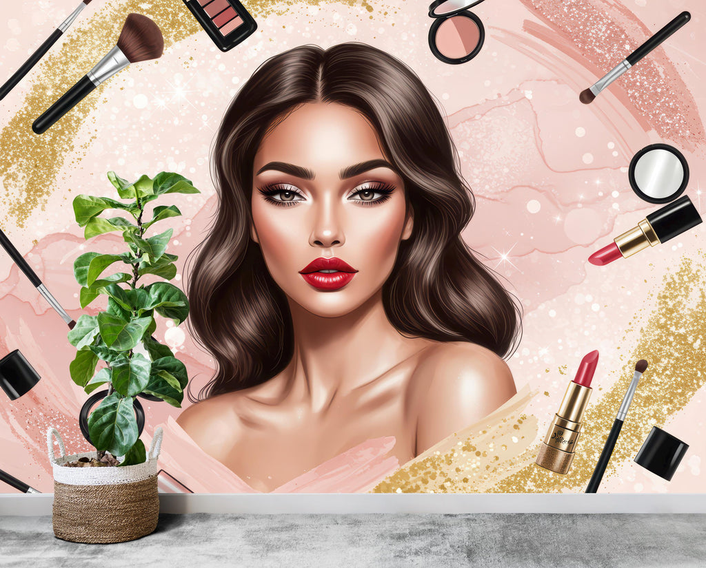 Beauty Salon wallpaper, Beautiful women wall mural, Eyelashes wallpaper, Office Decor, Business Wall Decal, Wall Art Office 650RS