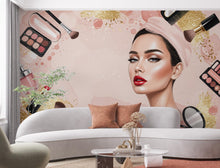 Load image into Gallery viewer, Beauty Salon wallpaper, Beautiful women wall mural, Eyelashes wallpaper, Office Decor, Business Wall Decal, Wall Art Office 651RS