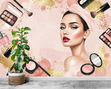 Load image into Gallery viewer, Beauty Salon wallpaper, Beautiful women wall mural, Eyelashes wallpaper, Office Decor, Business Wall Decal, Wall Art Office 651RS