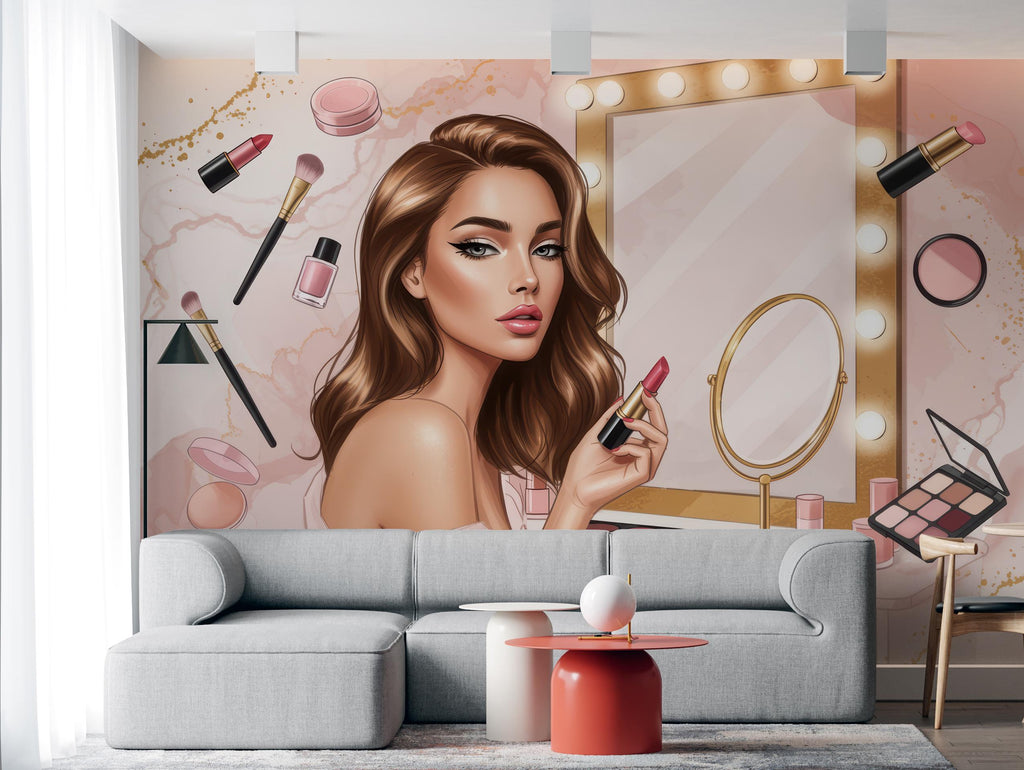 Beauty Salon wallpaper, Beautiful women wall mural, Eyelashes wallpaper, Office Decor, Business Wall Decal, Wall Art Office 652RS