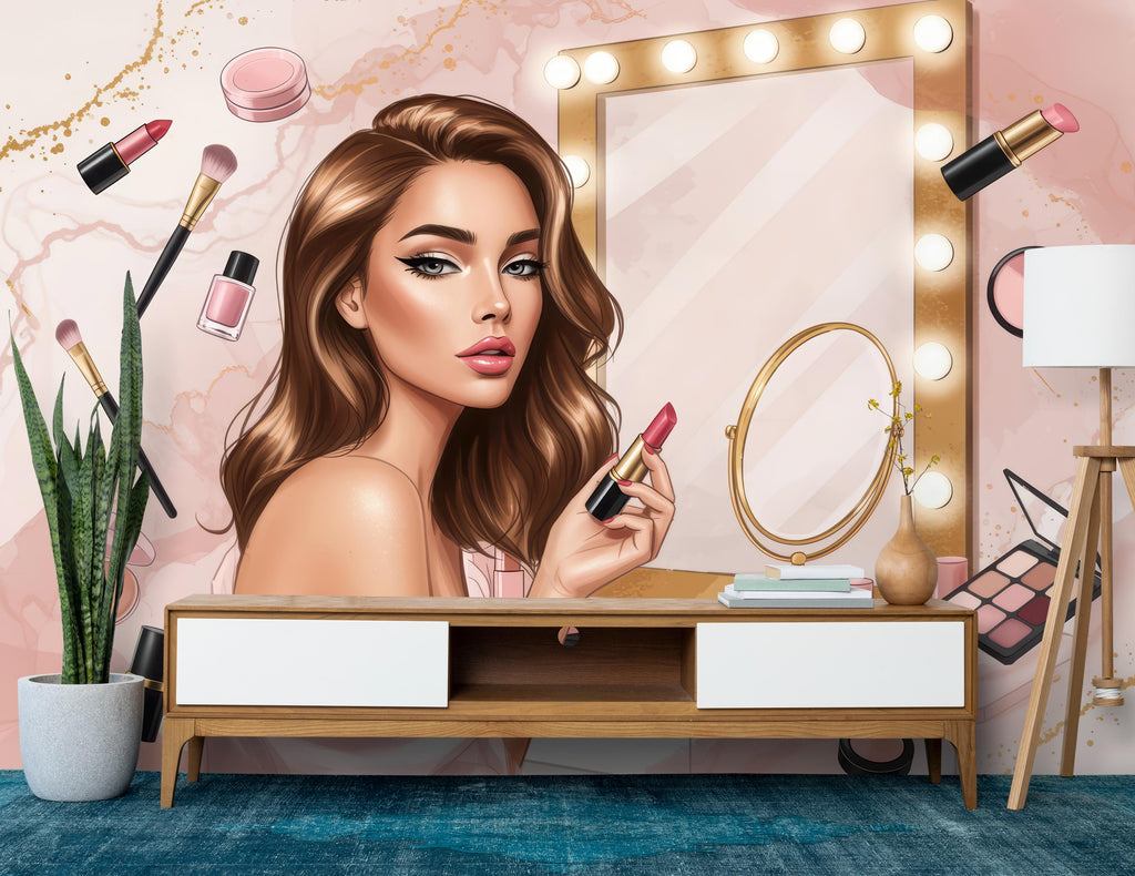 Beauty Salon wallpaper, Beautiful women wall mural, Eyelashes wallpaper, Office Decor, Business Wall Decal, Wall Art Office 652RS