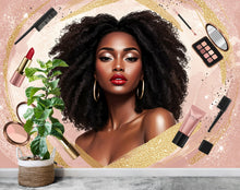 Load image into Gallery viewer, Beauty Salon wallpaper, Beautiful Afro women wall mural, Eyelashes wallpaper, Office Decor, Business Wall Decal, Wall Art Office 653RS