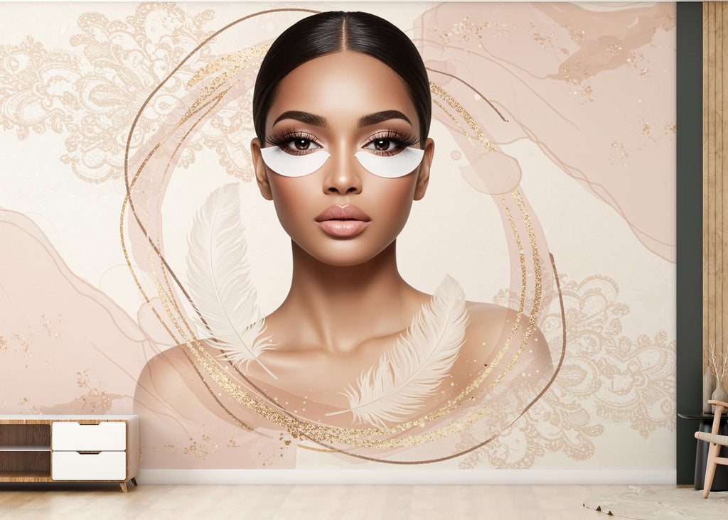Eyelashes Beauty Salon wallpaper, Beautiful women wall mural, Salon wallpaper, Office Decor, Business Wall Decal, Wall Art Office 655RS
