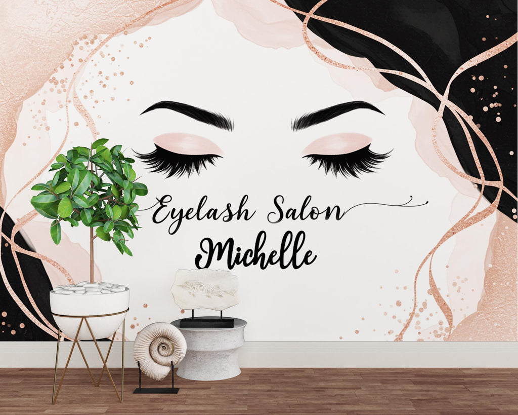 Eyelashes Beauty Salon wallpaper, Beautiful women wall mural, Salon wallpaper, Office Decor, Business Wall Decal, Wall Art Office 656RS