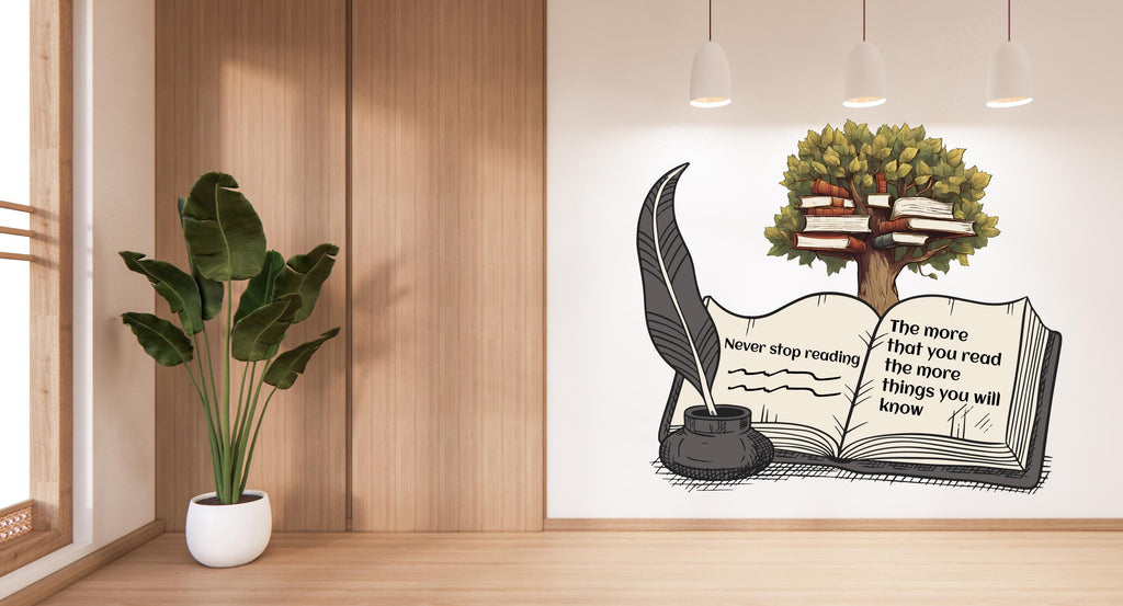Library Book Tree Wall Art Decal, Library Wall Decal, Education Decals, Kids Room, Reading room, Nurseries, School, Kids Gifts, Dorm 637LU