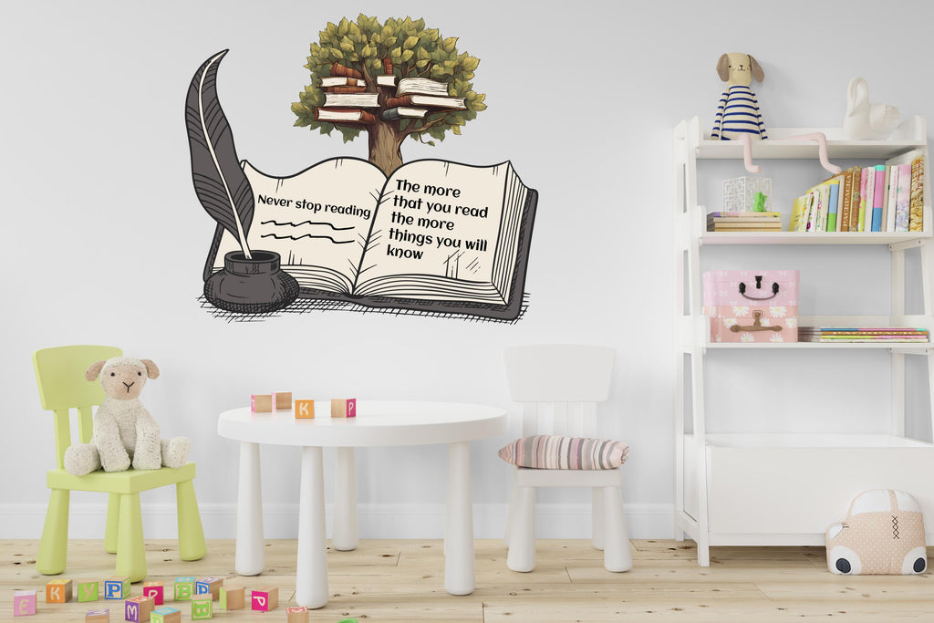 Library Book Tree Wall Art Decal, Library Wall Decal, Education Decals, Kids Room, Reading room, Nurseries, School, Kids Gifts, Dorm 637LU