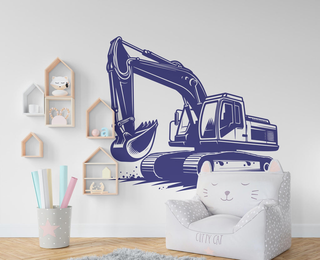 Excavator wall decal Construction Excavator Truck Wall Decal Kids Decal Custom Name Name Nursery wall Vinyl Sticker Decor 616RS