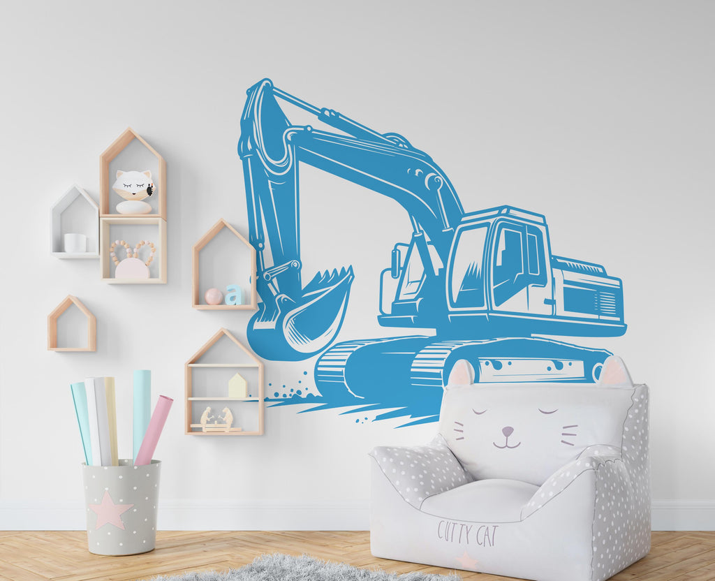 Excavator wall decal Construction Excavator Truck Wall Decal Kids Decal Custom Name Name Nursery wall Vinyl Sticker Decor 616RS