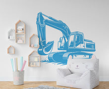 Load image into Gallery viewer, Excavator wall decal Construction Excavator Truck Wall Decal Kids Decal Custom Name Name Nursery wall Vinyl Sticker Decor 616RS