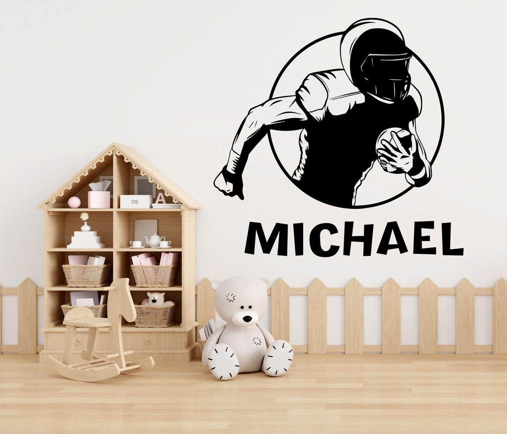 Large Custom Name American Football wall decal Sport Wall Decal Kids Decal Personalized Gifts wall Vinyl Wall Sticker Boy Room 623LU