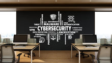 Load image into Gallery viewer, Cybersecurity Word Cloud Wall Decal | Hacker, Encryption, Malware &amp; Tech Security Vinyl Sticker | Custom Cyber Security Office Decor 624LU