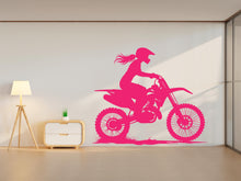 Load image into Gallery viewer, Motocross Girl Wall Decal, Girl Motocross Decor, Girl Motocross Wall Art, Motocross Decor, Motorcross Wall Sticker, Motocross Vinyl 620RS