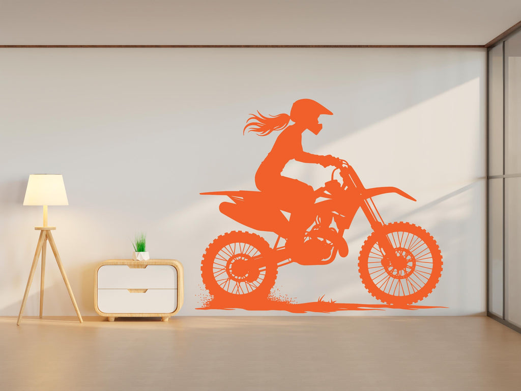 Motocross Girl Wall Decal, Girl Motocross Decor, Girl Motocross Wall Art, Motocross Decor, Motorcross Wall Sticker, Motocross Vinyl 620RS