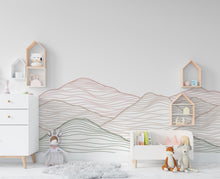 Load image into Gallery viewer, Minimalist Mountain Line Art Wall Decal – Boho Colorful Nature Decor – Modern Home Accent – Nursery Mountain Wall Sticker, Kids Room 625LU