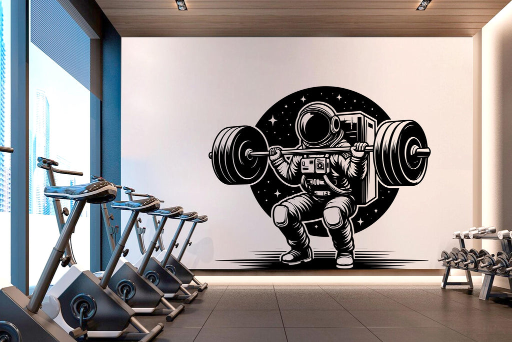 Astronaut Gym Wall Decal Astronaut fitness Decor Workout Art Vinyl Gym Wall Stickers Bedroom Gym Workout Girl Motivation Crossfit 657RS