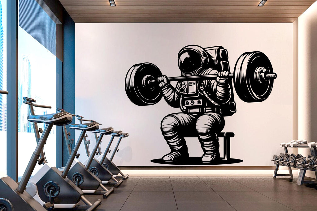 Astronaut Gym Wall Decal Astronaut fitness Decor Workout Art Vinyl Gym Wall Stickers Bedroom Gym Workout Girl Motivation Crossfit 659RS