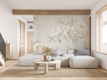 Load image into Gallery viewer, White Peony Wall Graphics Peel and Stick Flower room Wallpaper Peony Self Adhesive Watercolor nursery wall decor Mural 622RS