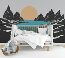 Load image into Gallery viewer, River Rocks Sun Wall Graphics Peel and Stick Nature Room Wallpaper Nursery Self Adhesive Nursery Wall Decor Mural 627LU