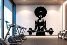 Load image into Gallery viewer, Gym Wall Decal Afro Girl Power fitness Quote Decor Workout Art Vinyl Gym Wall Stickers Bedroom Gym Workout Girl Motivation Crossfit 624RS