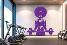 Load image into Gallery viewer, Gym Wall Decal Afro Girl Power fitness Quote Decor Workout Art Vinyl Gym Wall Stickers Bedroom Gym Workout Girl Motivation Crossfit 624RS