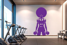 Load image into Gallery viewer, Gym Wall Decal Afro Girl Power fitness Quote Decor Workout Art Vinyl Gym Wall Stickers Bedroom Gym Workout Girl Motivation Crossfit 626RS