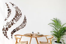 Load image into Gallery viewer, Coffee Vinyl Sticker Decal, Coffee Stickers, Coffee Shop Wall Decor, Coffee Shop Wall Art Decal, Bar Restaurant Decor, Kitchen Decals 645LU