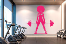 Load image into Gallery viewer, Gym Wall Decal Afro Girl Power fitness Quote Decor Workout Art Vinyl Gym Wall Stickers Bedroom Gym Workout Girl Motivation Crossfit 630RS