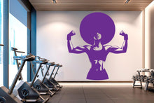 Load image into Gallery viewer, Gym Wall Decal Afro Girl Power fitness Quote Decor Workout Art Vinyl Gym Wall Stickers Bedroom Gym Workout Girl Motivation Crossfit 631RS