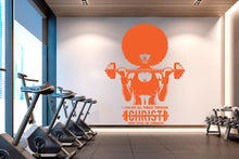 Load image into Gallery viewer, With Gods all things are Possible Afro American Fitness Wall Decal Afro Girl Workout Wall Decal Gym Wall Decor Motivational Wall Decal 632RS