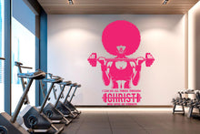 Load image into Gallery viewer, With Gods all things are Possible Afro American Fitness Wall Decal Afro Girl Workout Wall Decal Gym Wall Decor Motivational Wall Decal 632RS