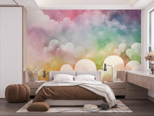 Load image into Gallery viewer, Colorful Cloud Wall Graphics Peel and Stick Cloud room Wallpaper Nursery Self Adhesive nursery wall decor Mural 633RS