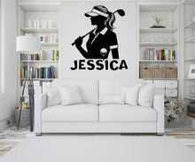 Load image into Gallery viewer, Personalized Golf Girl Wall Decal, Custom Name Golf Sticker, Female Golfer Silhouette Wall Art, Girls Room Decor, Gift for Golf Lover 630LU