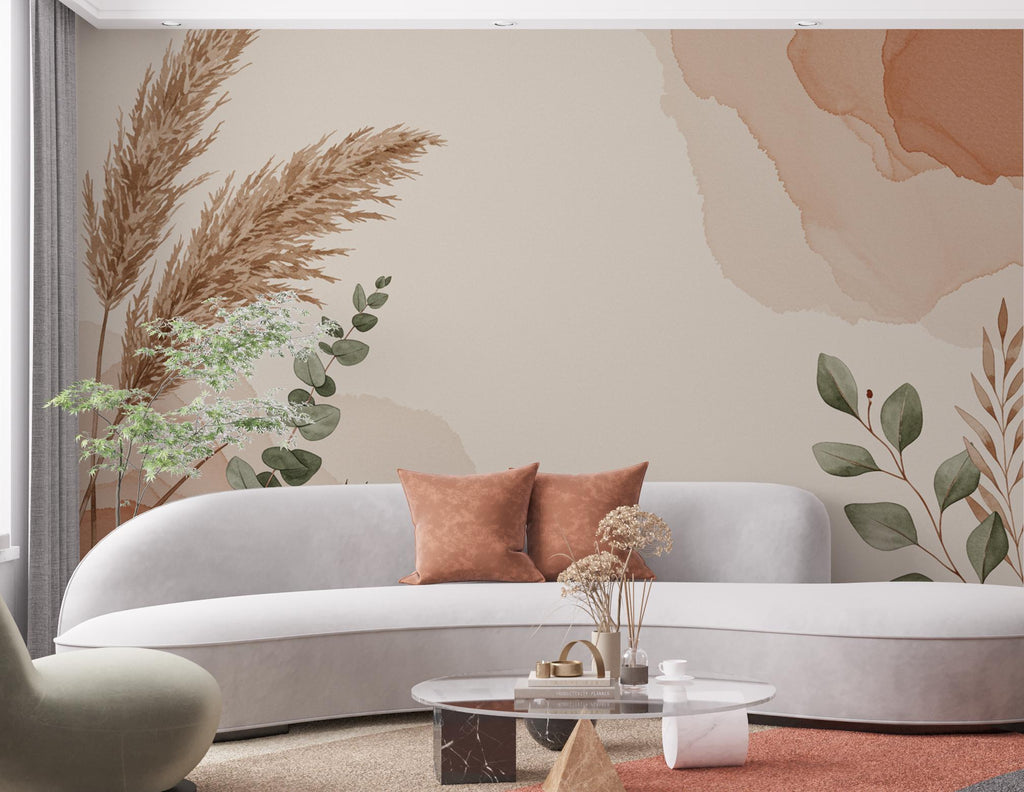 Boho Abstract Wallpaper – Neutral Earth Tones, Minimalist Aesthetic, Modern Wall Mural, Terracotta & Beige Wall Decor 663RS