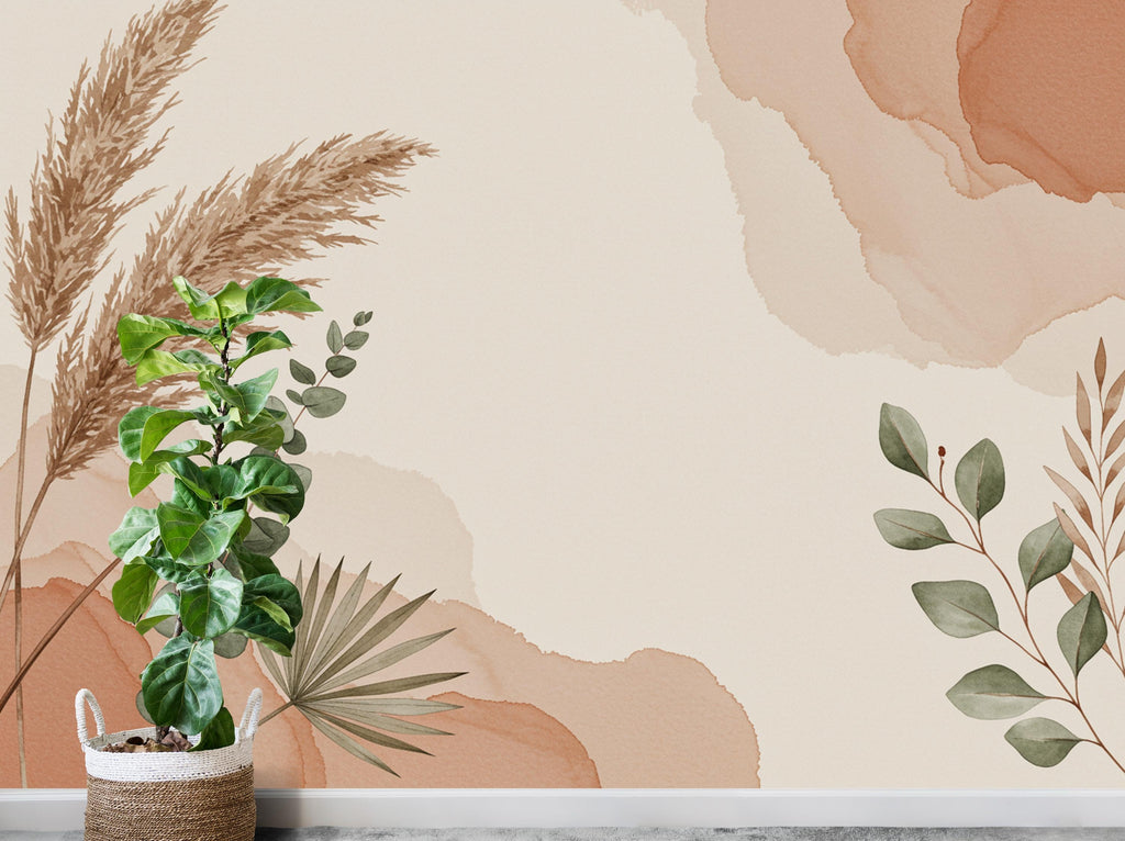Boho Abstract Wallpaper – Neutral Earth Tones, Minimalist Aesthetic, Modern Wall Mural, Terracotta & Beige Wall Decor 663RS
