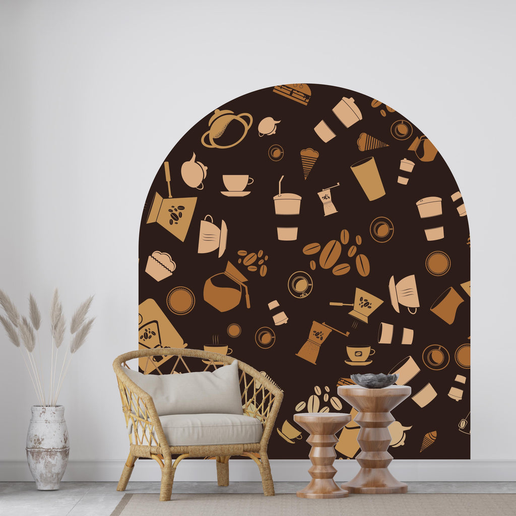 Coffee Vinyl Sticker Decal, Arch Wall Decal Coffee Stickers, Coffee Shop Wall Decor, Coffee Shop Wall Art Decal, Bar Restaurant Decor 655LU
