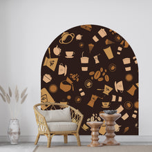 Load image into Gallery viewer, Coffee Vinyl Sticker Decal, Arch Wall Decal Coffee Stickers, Coffee Shop Wall Decor, Coffee Shop Wall Art Decal, Bar Restaurant Decor 655LU