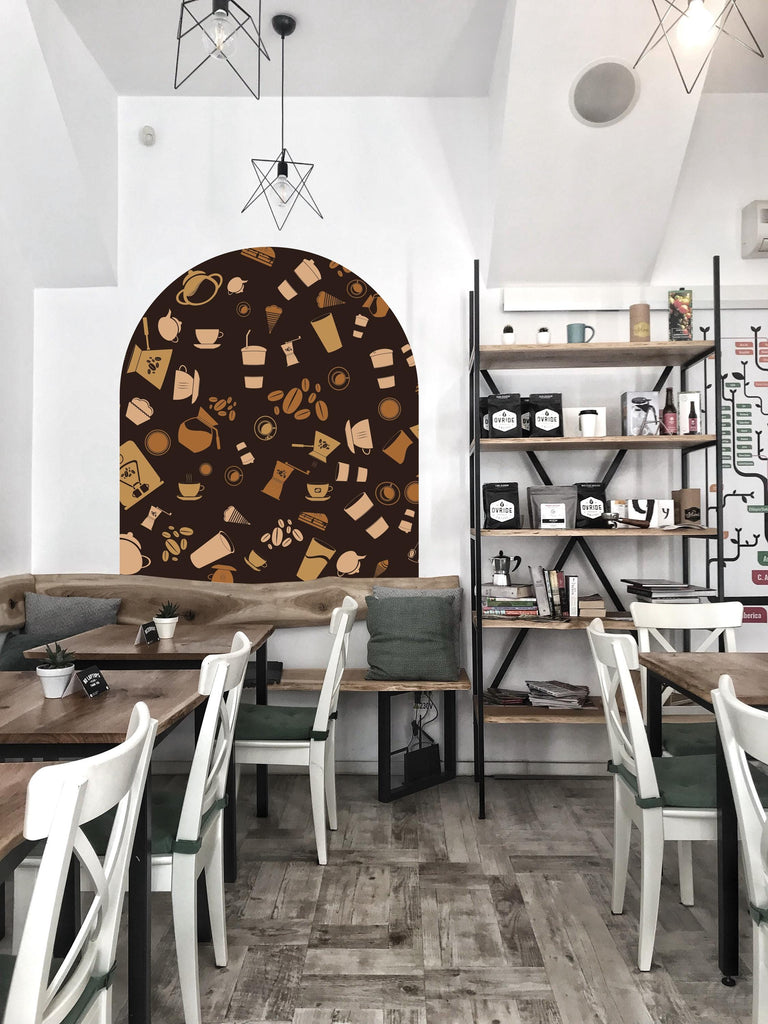 Coffee Vinyl Sticker Decal, Arch Wall Decal Coffee Stickers, Coffee Shop Wall Decor, Coffee Shop Wall Art Decal, Bar Restaurant Decor 655LU