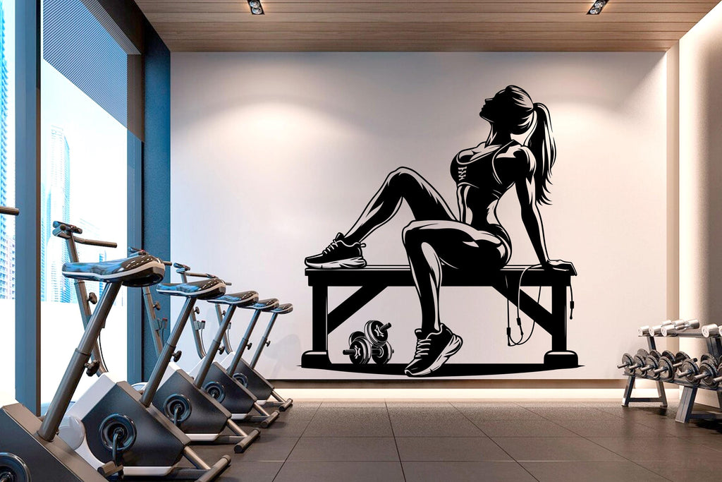 Gym Wall Decal Afro Girl Power fitness Quote Decor Workout Art Vinyl Gym Wall Stickers Bedroom Gym Workout Girl Motivation Crossfit 634RS
