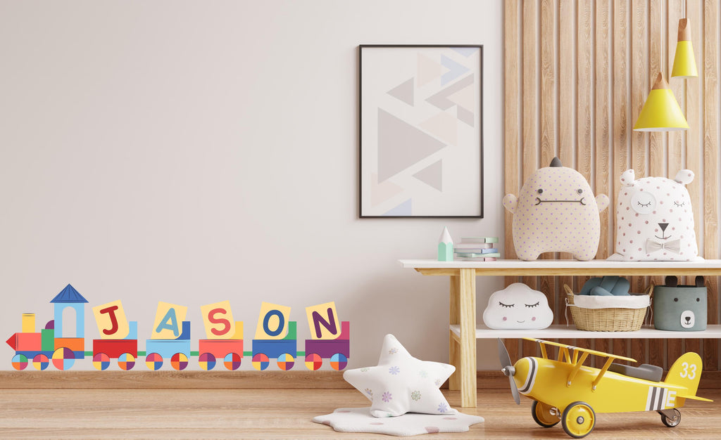 Personalized Name Train Wall Decal, Kids Name Wall Sticker, Nursery Train Wall Art, Custom Baby Name Decor, Boys Room Wall Decal 632LU