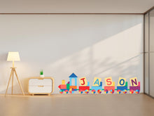 Load image into Gallery viewer, Personalized Name Train Wall Decal, Kids Name Wall Sticker, Nursery Train Wall Art, Custom Baby Name Decor, Boys Room Wall Decal 632LU