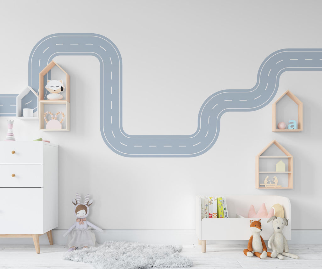 Road wind Wall Decal Highway Vinyl Sticker Track Route Wall Decor Kids Playroom Boys Room Wall Art Automotive Bedroom Mural Sticker 657LU