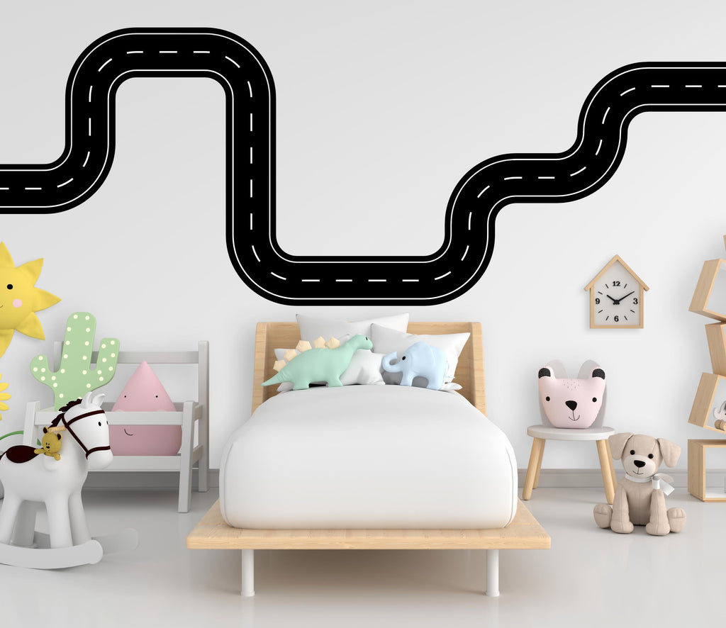 Road wind Wall Decal Highway Vinyl Sticker Track Route Wall Decor Kids Playroom Boys Room Wall Art Automotive Bedroom Mural Sticker 657LU