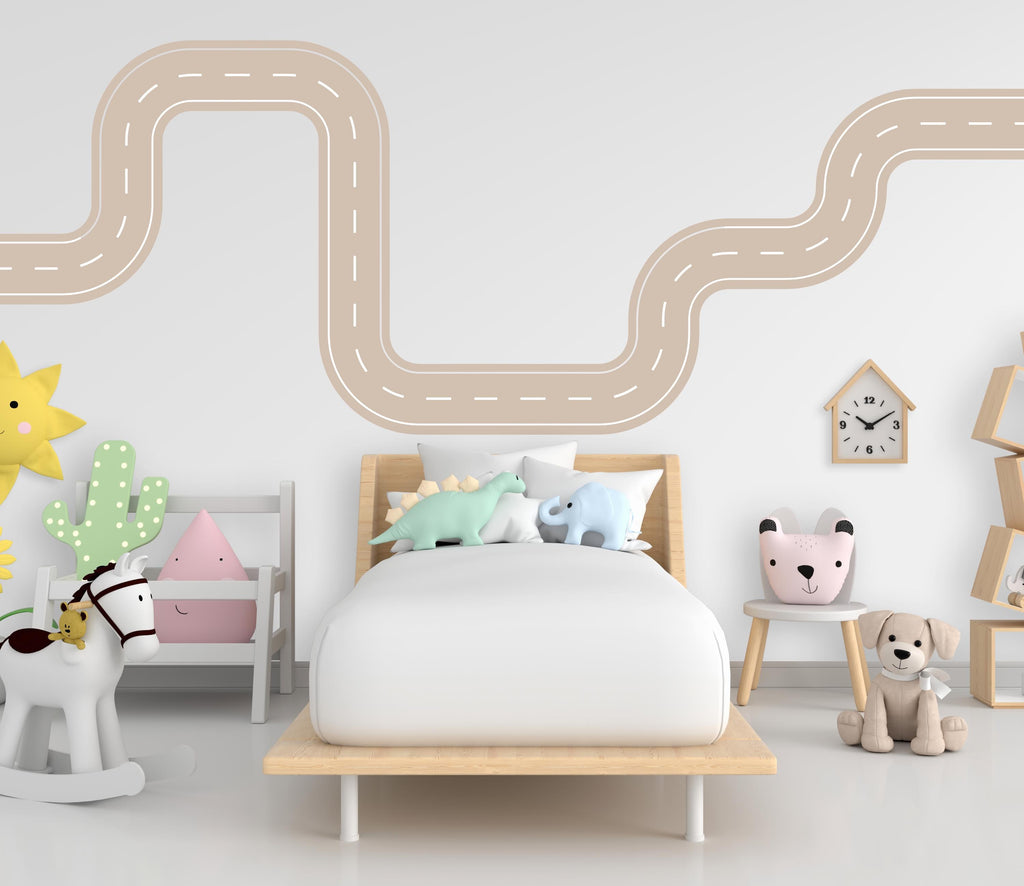 Road wind Wall Decal Highway Vinyl Sticker Track Route Wall Decor Kids Playroom Boys Room Wall Art Automotive Bedroom Mural Sticker 657LU